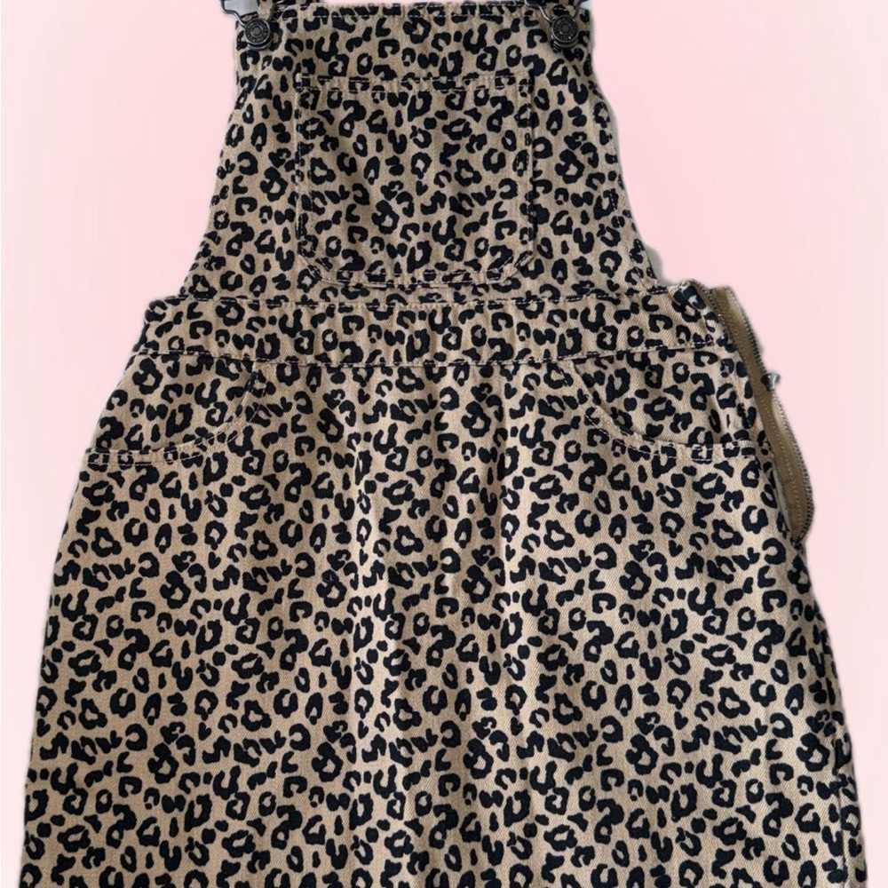 Leopard Print Overall Dress w/ pockets